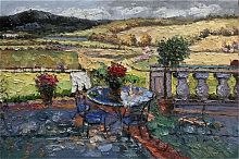 картина маслом цветы в усадьбе в Нижневартовске